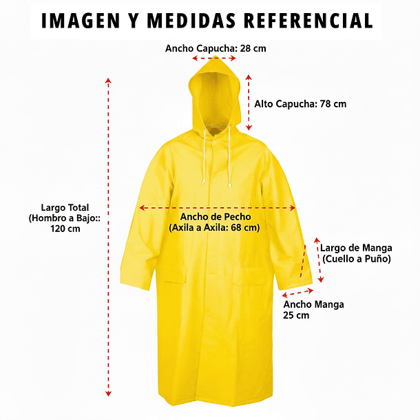 ABRIGO DE PVC O CAPOTIN CON CAPUCHA IMPERMEABLE PARA LLUVIA AMARILLO 3