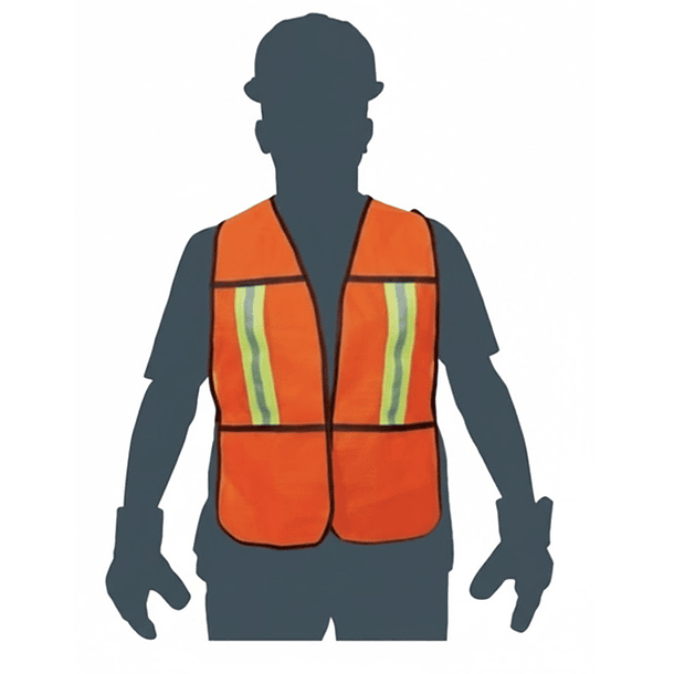 CHALECO DE SEGURIDAD DE MALLA REFLECTIVA NARANJA STANDARD  2
