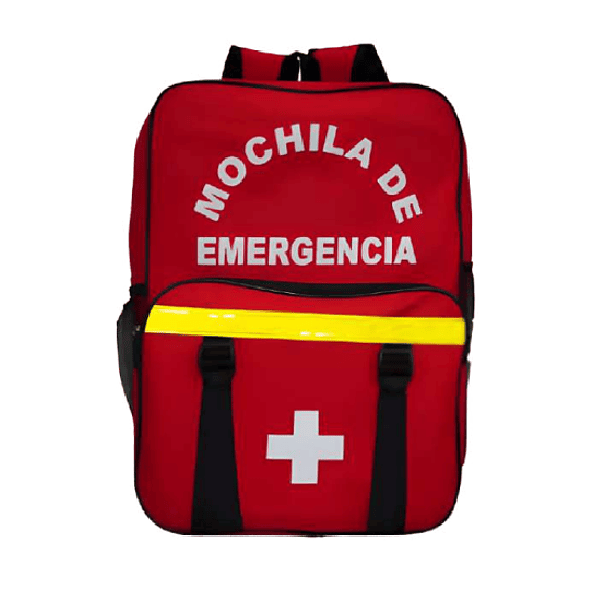 MOCHILA DE EMERGENCIA EN TETRON REFORZADO, ROJO ALTA VISIVILIDAD (SIN CONTENIDO). 