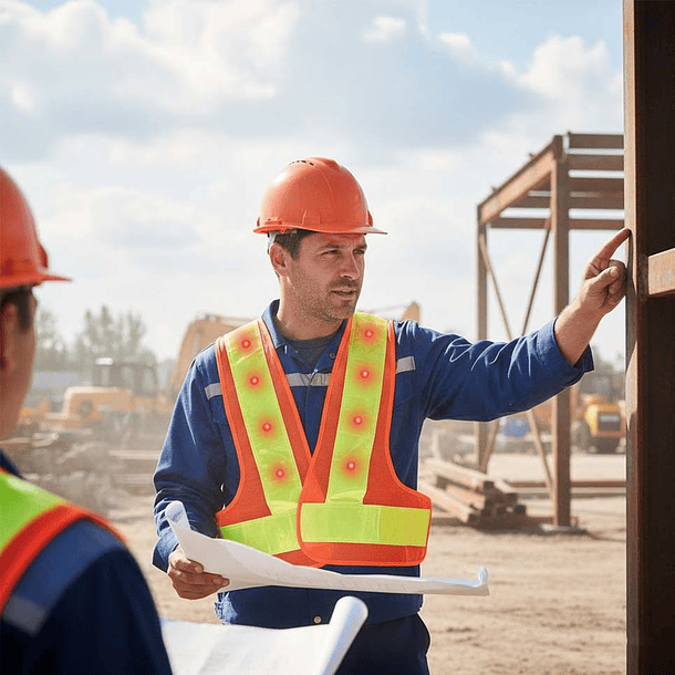 CHALECO DE SEGURIDAD CON LED INTEGRADO Y CINTAS REFLECTIVA FLUORESCENTE 4