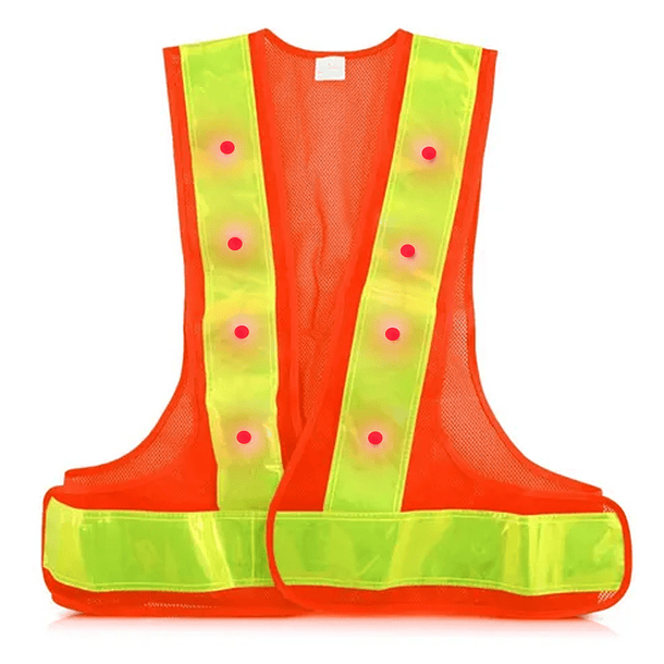 CHALECO DE SEGURIDAD CON LED INTEGRADO Y CINTAS REFLECTIVA FLUORESCENTE 1