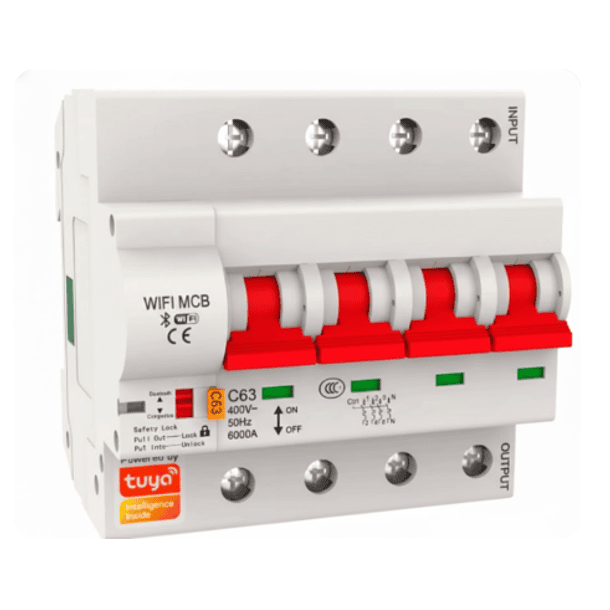INTERRUPTOR INTELIGENTE WIFI, 4P C63 COMPATIBLE CON TUYA/ SMART LIFE. 