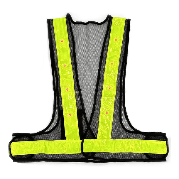 CHALECO DE SEGURIDAD CON LED INTEGRADO Y CINTAS REFLECTIVA FLUORESCENTE  1