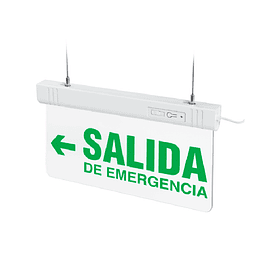 LETRERO SALIDA DE EMERGENCIA LED 1W: AUTONOMIA 3H - LUMINOSO - FLECHA IZQUIERDA.