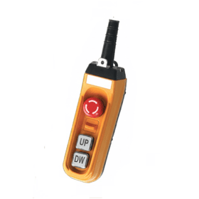 BOTONERA DE CONTROL PARA POLIPASTO Y ELEVACION, 2 BOTONES + PARO DE EMERGENCIA.