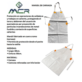 MANDIL O DELANTAL PARA SOLDADOR DE CUERO CROMO GRIS  (CARNAZA)