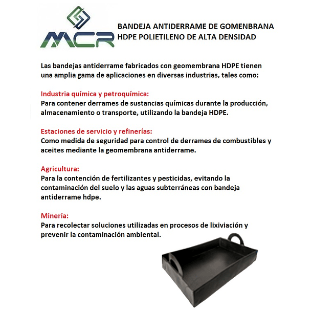 BANDEJA ANTIDERRAME DE GEOMENBRANA HDPE POLIETILENO DE ALTA DENSIDAD (30CM X 40 CM) 4