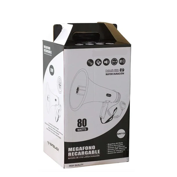 MEGAFONO 80W: RECARGABLE, BLUETOOH, USB + MICRO INALAMBRICO + PILAS + CARGADOR. 7