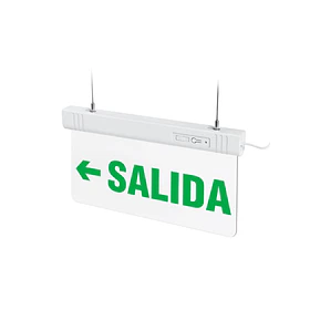 LETRERO SALIDA DE EMERGENCIA LED 1W: AUTONOMIA 3H - FLECHA IZQUIERDA.
