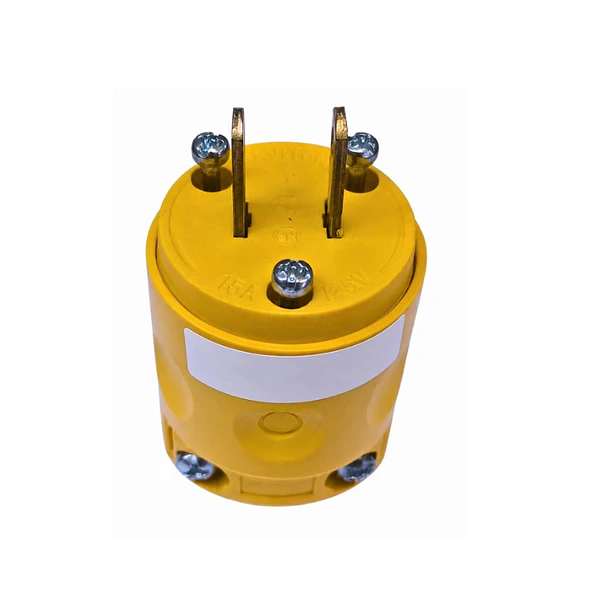 Enchufe monofasico 2 polos, 15Amp, PVC AMARILLO 