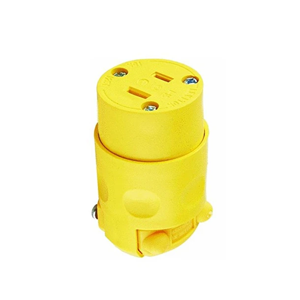 Tomacorriente aereo monofasico 2 polos, 15A, PVC AMARILLO 