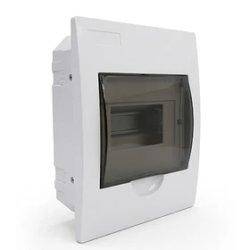 TABLERO O GABINETE EMPOTRABLE DE 2 A 6 POLOS PARA TERMICOS DE RIEL DIN, CON PUERTA-BORNERA.