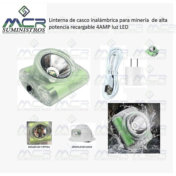 Lámpara minera Inalámbrica 4A Recargable alta potencia aprueba de agua + Cargador (mineria,ciclismo,pezca)  2