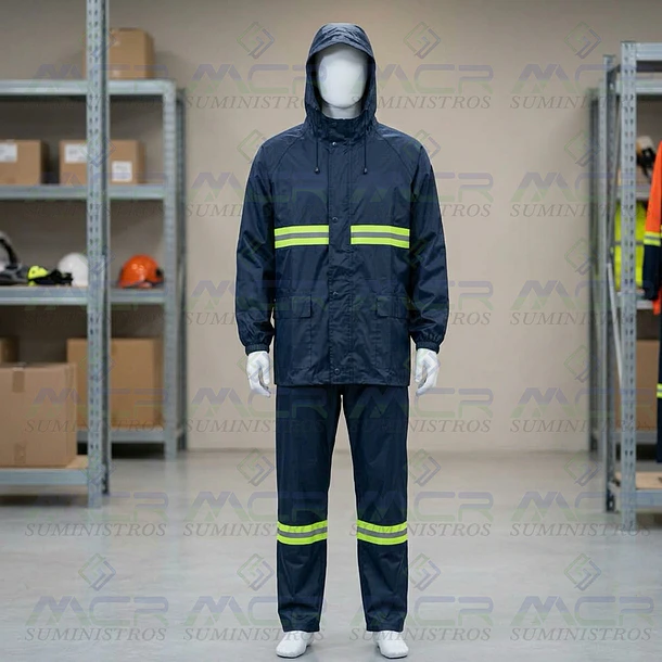 TRAJE IMPERMEABLE PARA LLUVIA PANTALON CASACA REFLECTIVA TALLA L  1