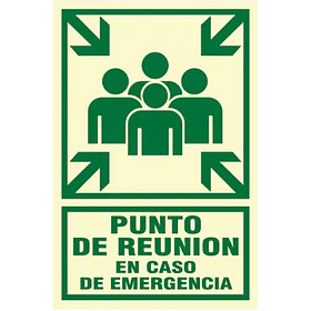 Señal de PUNTO DE REUNION 20x30cm FOTOLUMINISCENTE O Fluorescente autoadhesivo
