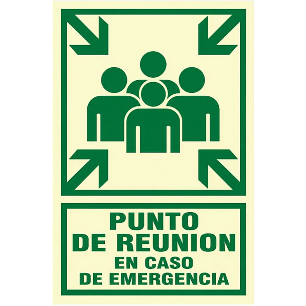 Señal de PUNTO DE REUNION 20x30cm FOTOLUMINISCENTE O Fluorescente autoadhesivo 