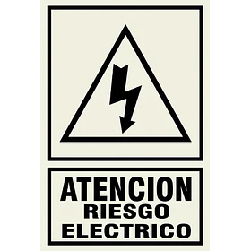 Señal de RIESGO ELECTRICO 20x30cm FOTOLUMINISCENTE O Fluorescente autoadhesivo