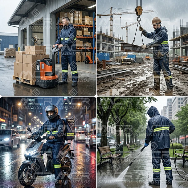 TRAJE IMPERMEABLE REFLECTIVO + CASCO + LINTERNA O LAMPARA MINERA DE 25000 LUX 6