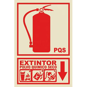 Señal de EXTINTOR PQS 20x30cm FOTOLUMINISCENTE O Fluorescente autoadhesivo