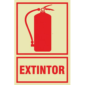 Señal de EXTINTOR 20x30cm FOTOLUMINISCENTE O Fluorescente autoadhesivo