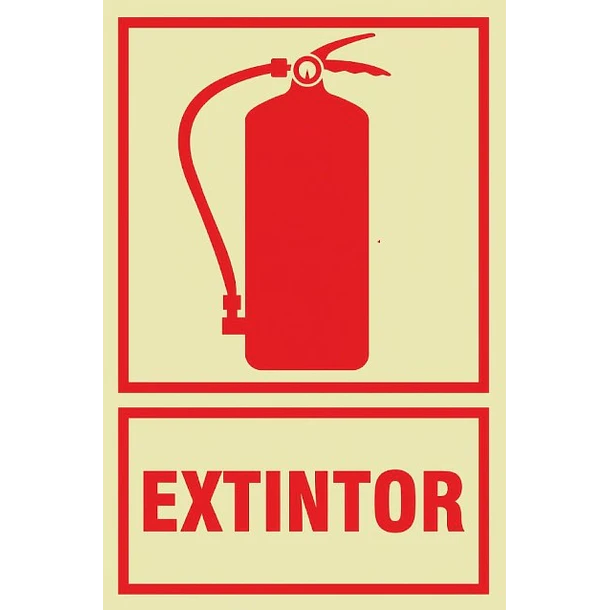 Señal de EXTINTOR 20x30cm FOTOLUMINISCENTE O Fluorescente autoadhesivo 