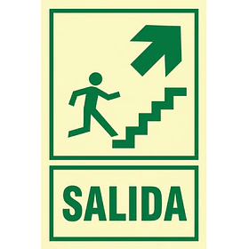 Señal de SALIDA ESCALERA SUBIDA DERECHA 20x30cm FOTOLUMINISCENTE O Fluorescente autoadhesivo
