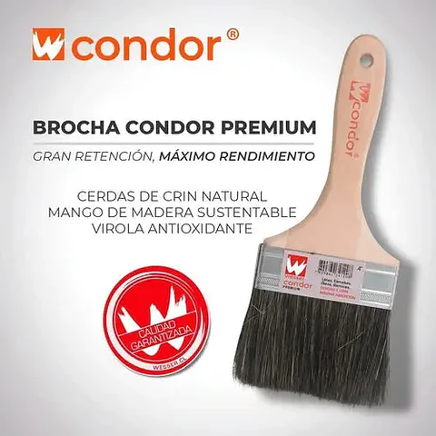 Brocha 5/8 Cerda Natural Mango Madera - Condor