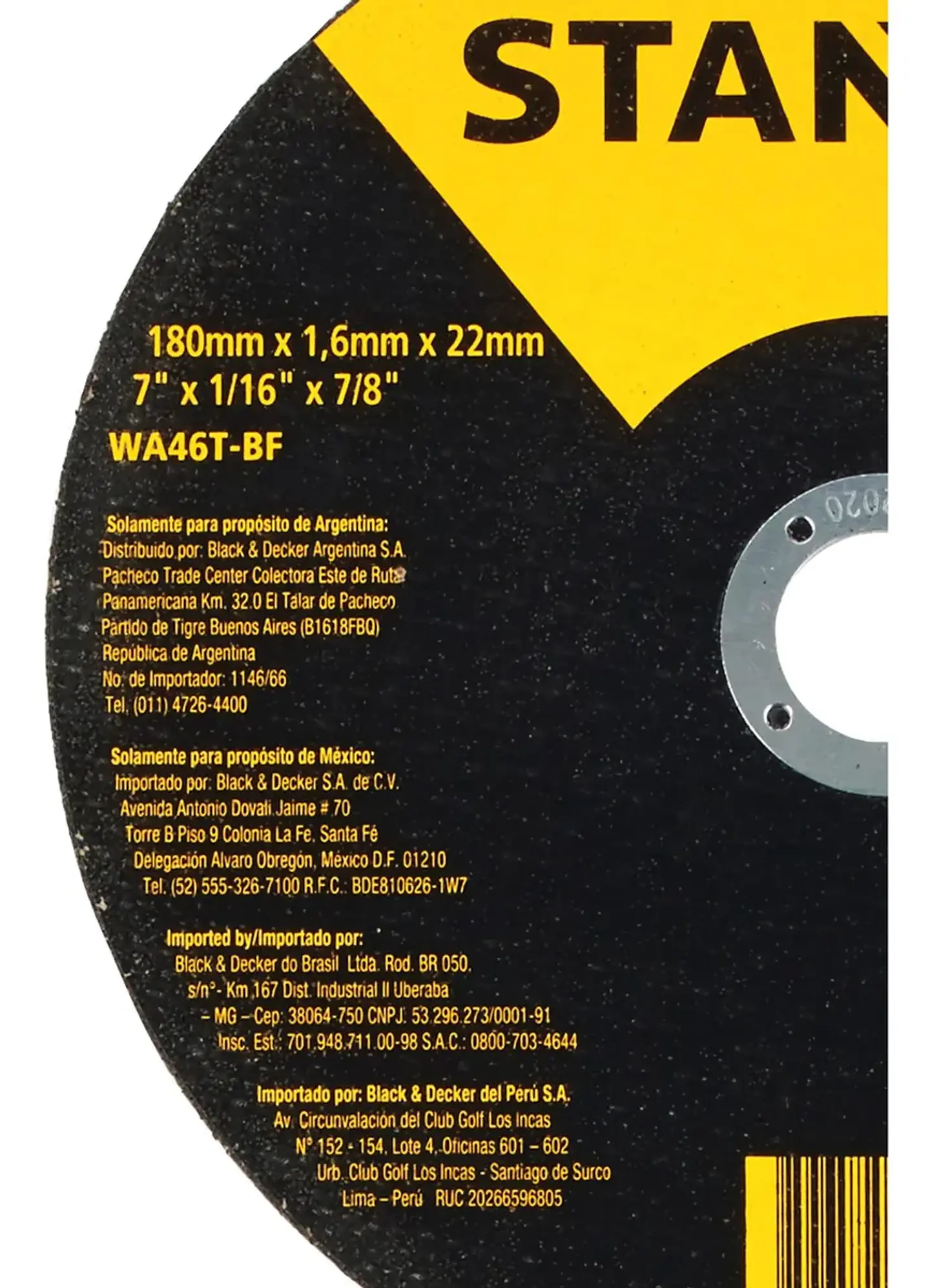 Disco Corte Inox/Metal 7 Stanley (180x1,6x22) STA8067 3