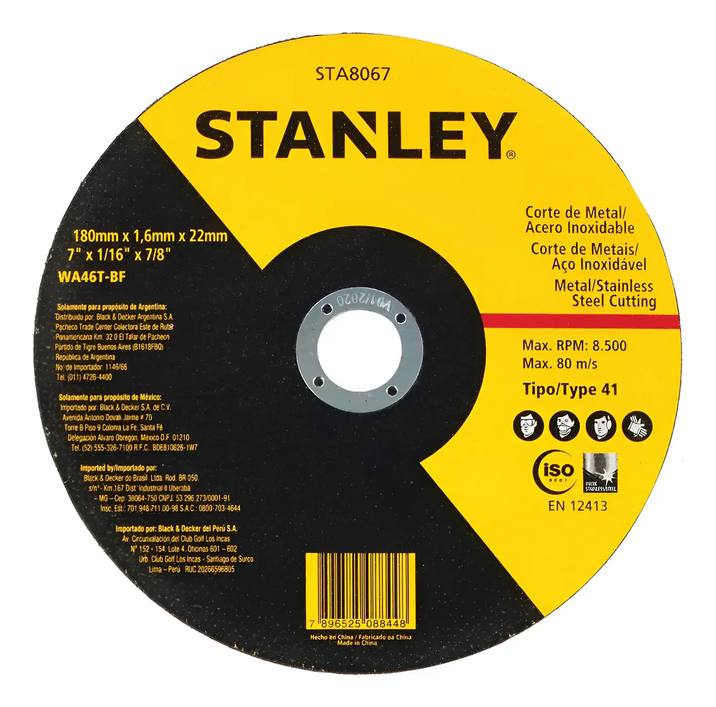 Disco Corte Inox/Metal 7 Stanley (180x1,6x22) STA8067 1