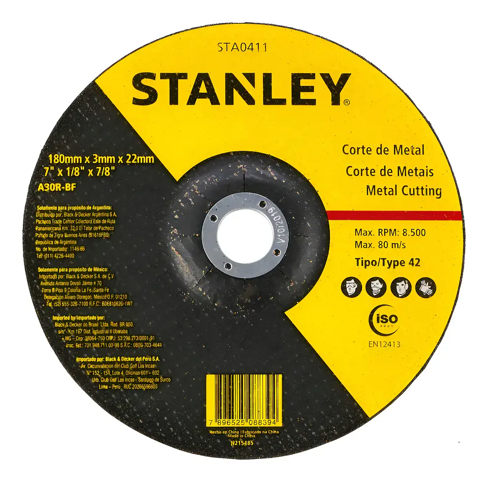 Disco Corte Metal 7 Stanley (180x3,0x22) STA0411 1