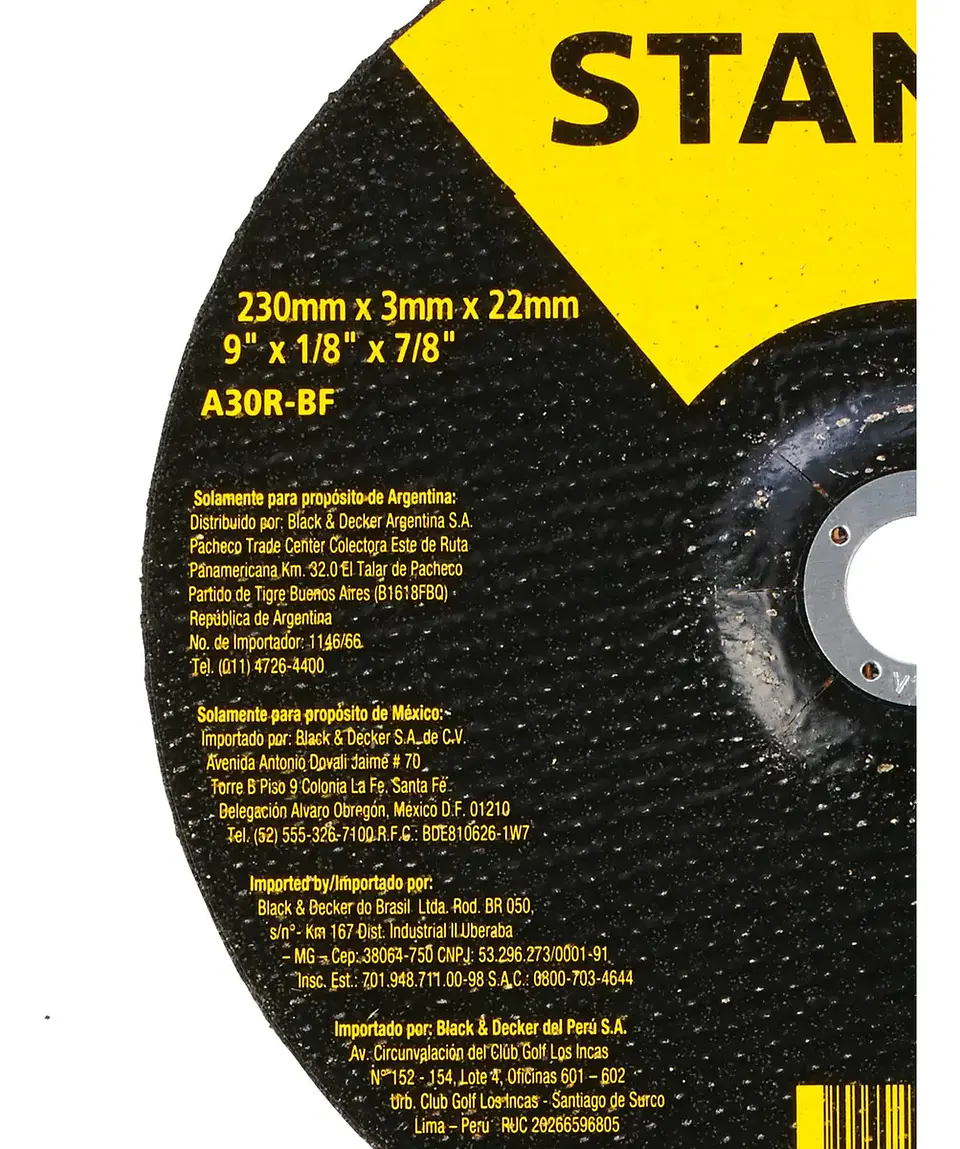 Disco Corte Metal 9 concavo Stanley (230x3,0x22) STA0412 3