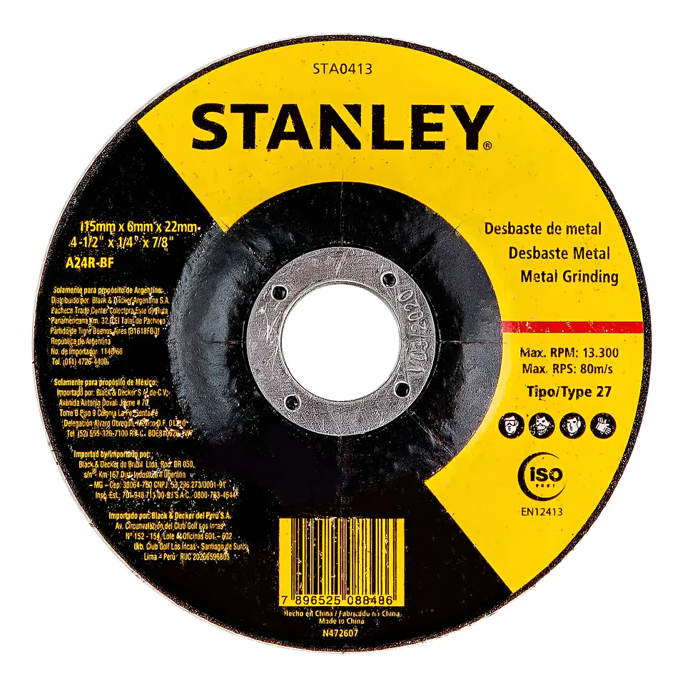 Disco Desbaste 4 1/2 Stanley (115x6,0x22) STA0413 1