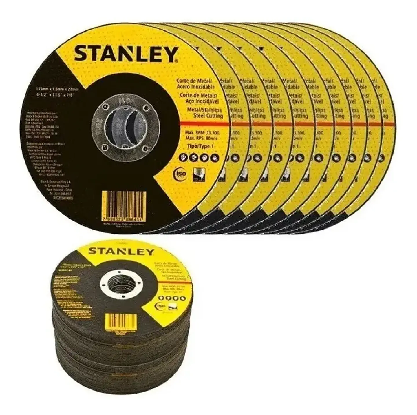 PACK 100 Discos Corte Inox/Metal 4 1/2 Stanley (115x1,0x22) STA8061 1