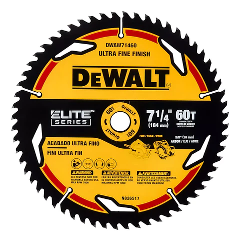 Disco Sierra 60 Dientes DeWalt Elite Series - Eje 7 1/4"