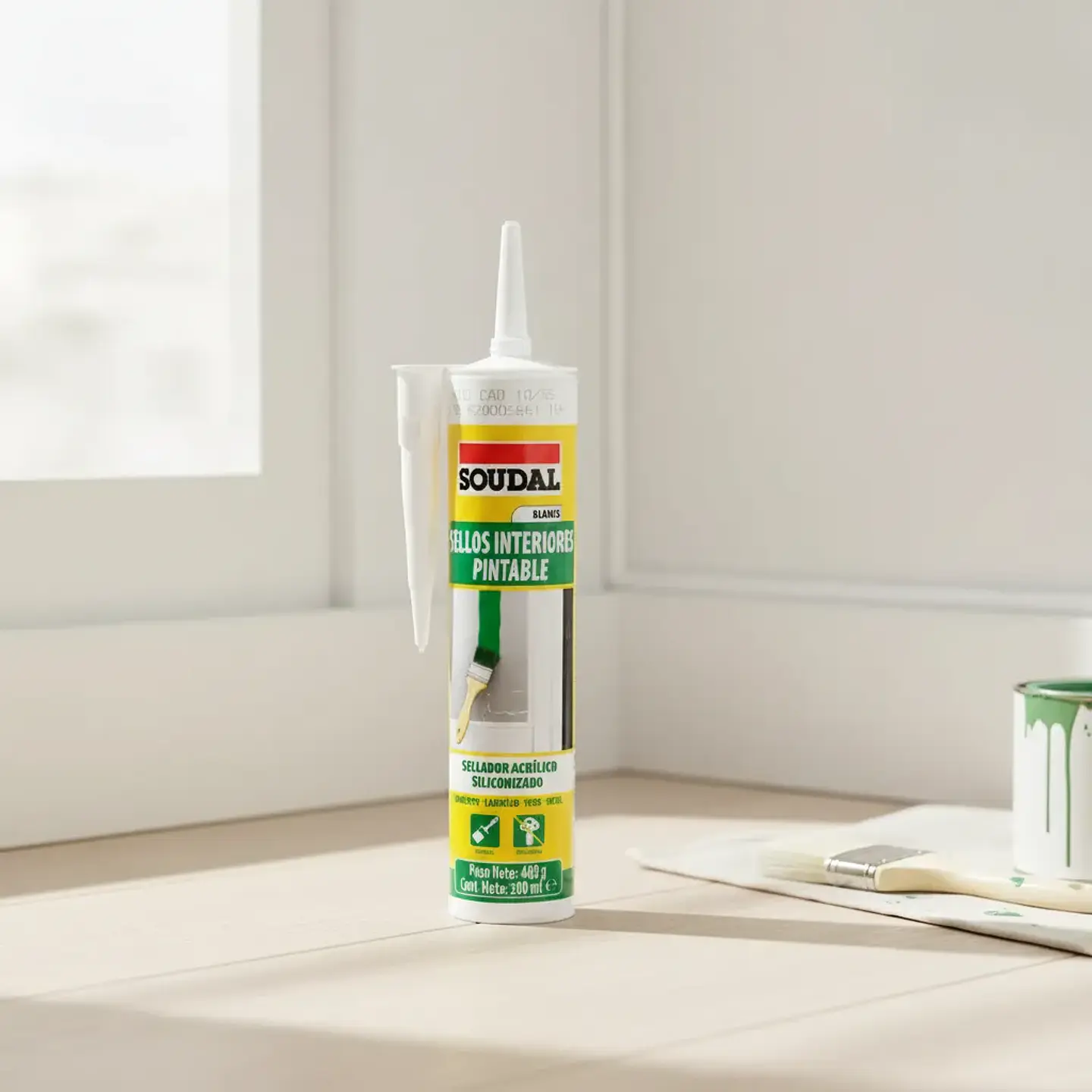 Sellador Acrílico Siliconizado SOUDAL 300ml - Color Blanco 3