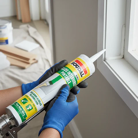 Sellador Acrílico Siliconizado SOUDAL 300ml - Color Blanco