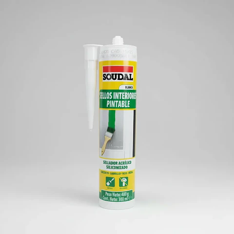 Sellador Acrílico Siliconizado SOUDAL 300ml - Color Blanco