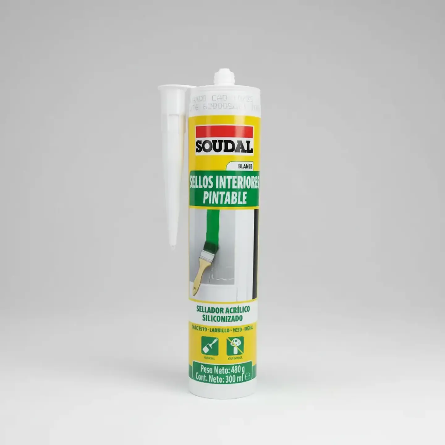 Sellador Acrílico Siliconizado SOUDAL 300ml - Color Blanco 1