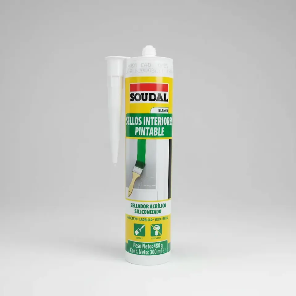 Sellador Acrílico Siliconizado SOUDAL 300ml - Color Blanco 1