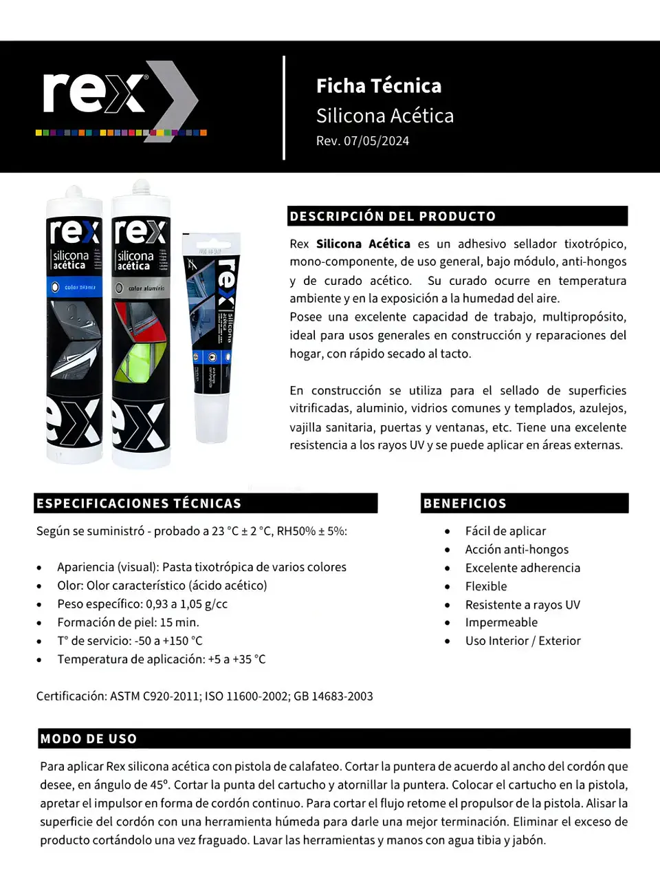 Silicona Acética REX 300ml - Color Negro 3