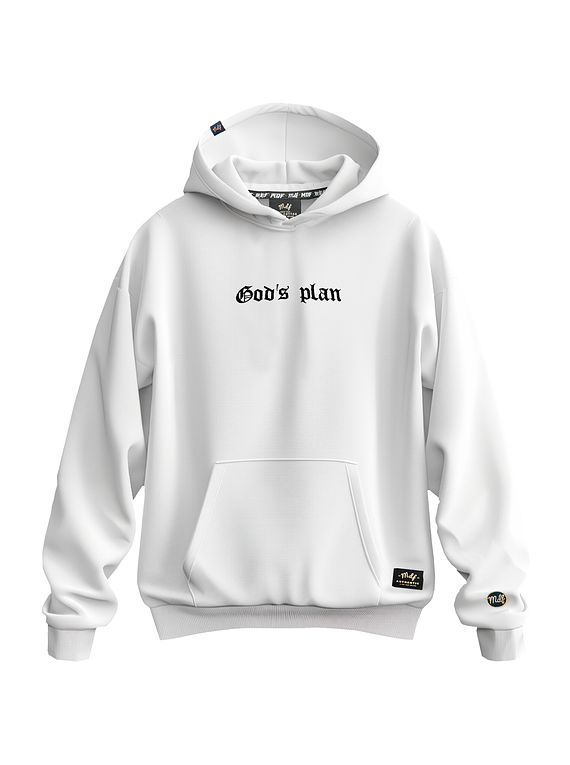 MDF® Hoodie White GOD´S PLAN Limited Edition