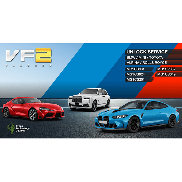 Desbloqueio de Centralina MD1/MG1 BMW-TOYOTA-ROLLS (VF2 Flasher)