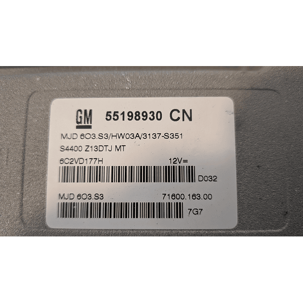 OPEL MARELLI 55198930 CN MJD6O3.S3 HW03A 2