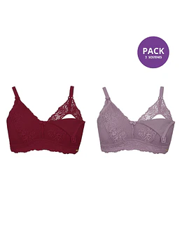 Pack 2 Sostenes de Lactancia Encaje | Rojo + Lila