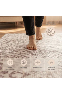 Playmat Alfombra Antigolpes para Bebé 125x180 cm – Hojas y Puntos / Enredaderas Vintage Gris