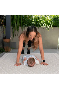 Playmat Alfombra Antigolpes para Bebé 125x180 cm – Hojas y Puntos / Enredaderas Vintage Gris