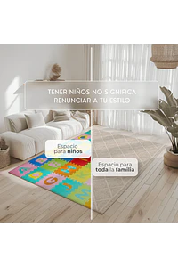 Playmat Alfombra Antigolpes para Bebé 125x180 cm – Hojas y Puntos / Enredaderas Vintage Gris