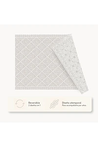Playmat Alfombra Antigolpes para Bebé 125x180 cm – Hojas y Puntos / Enredaderas Vintage Gris