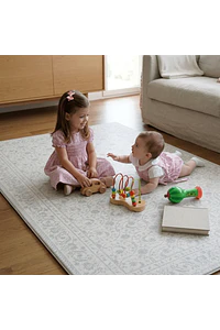 Playmat Alfombra Antigolpes para Bebé 125x180 cm – Hojas y Puntos / Enredaderas Vintage Gris