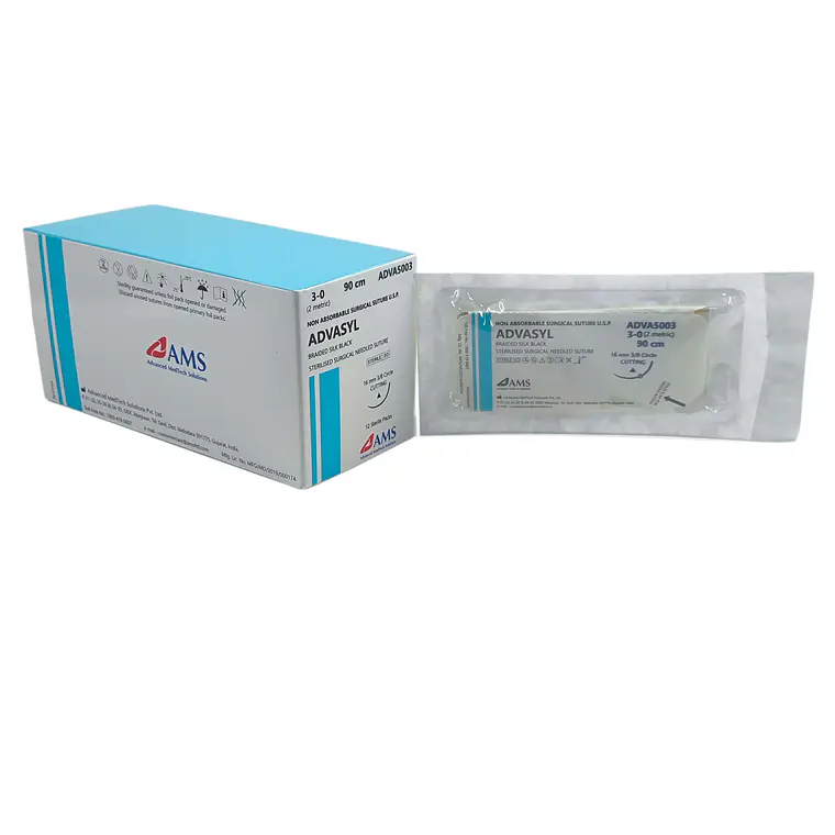 Sutura Seda Negra 3-0 90 Cm, 3/8 Circulo Cort 16Mm. ADVA5003 1